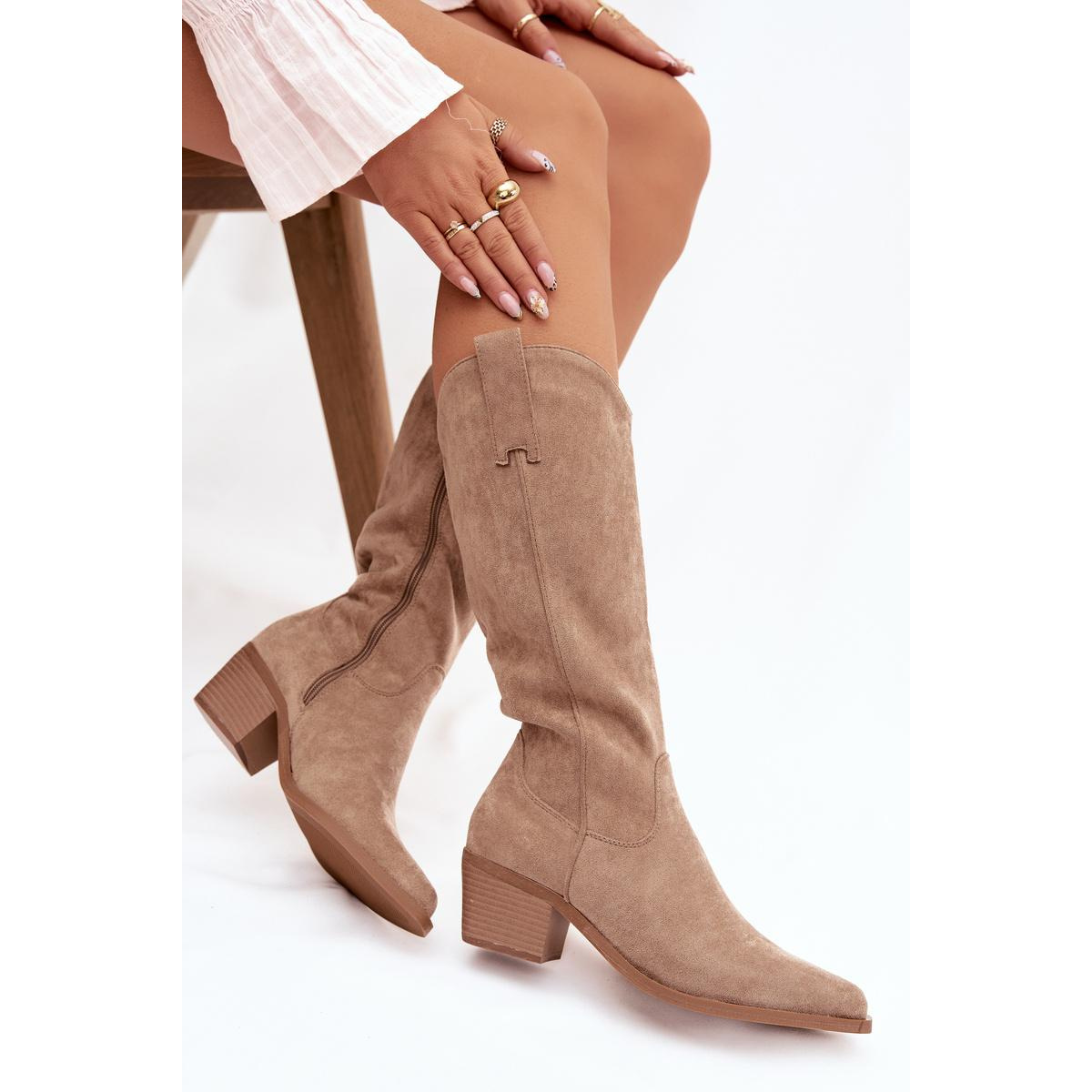 Dámske Koničkové čižmy Khaki Jazelle - Béžová