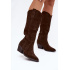 Kožené Semišové Dámske Kozačky Vyhrievané Čokoládové Urselle - Odtiene hnedej a béžovej