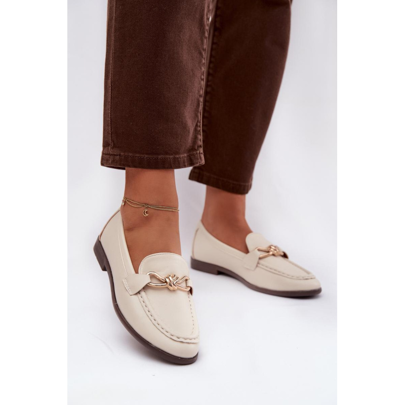 Dámske loafersy s ozdobným detailom svetlos béžové Rosynne - Béžová