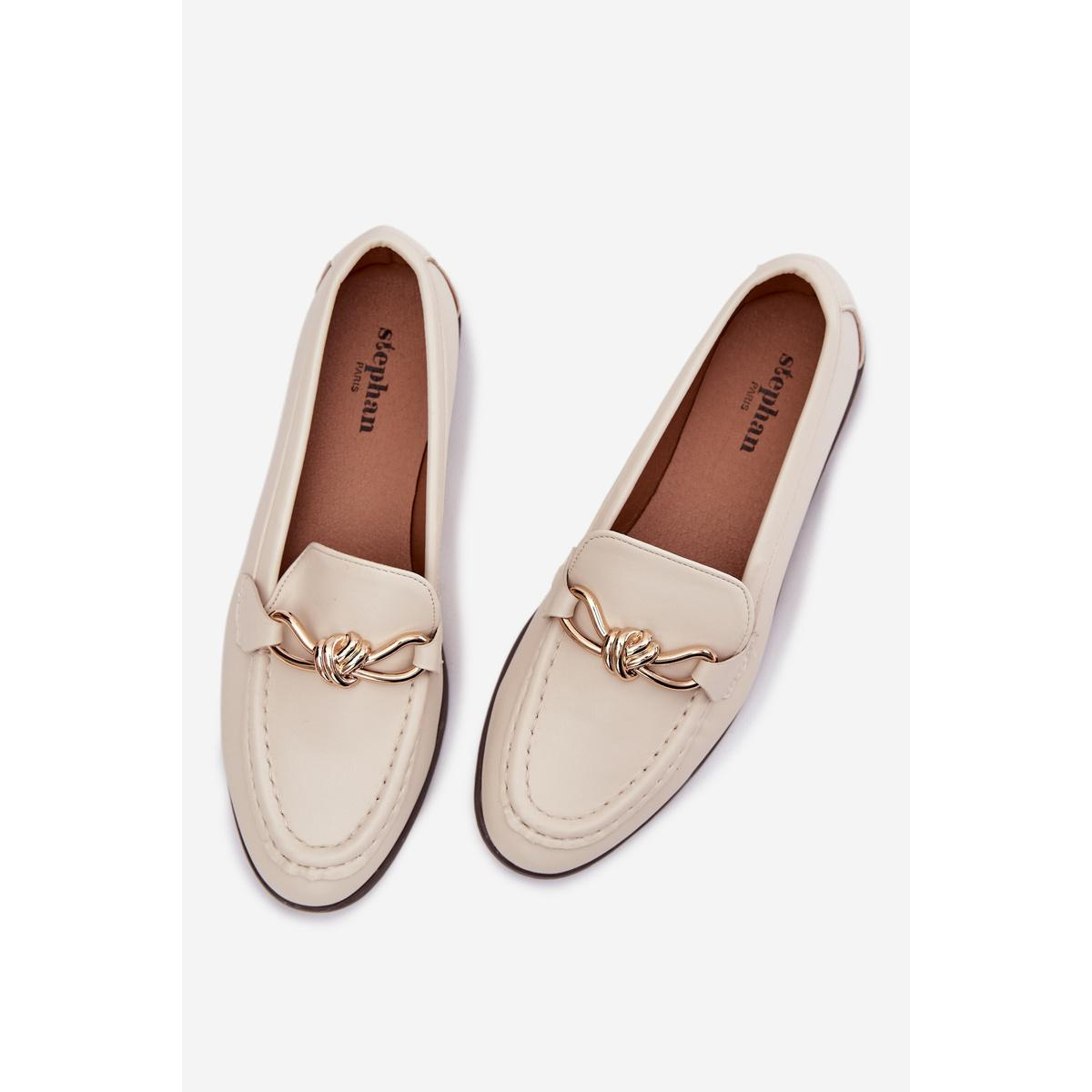 Dámske loafersy s ozdobným detailom svetlos béžové Rosynne - Béžová