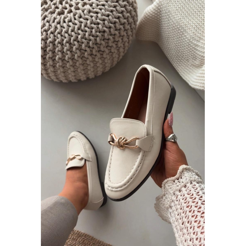 Dámske loafersy s ozdobným detailom svetlos béžové Rosynne - Béžová