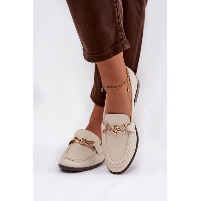 Dámske loafersy s ozdobným detailom svetlos béžové Rosynne - Béžová
