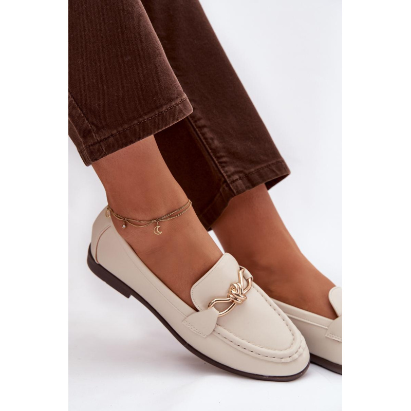 Dámske loafersy s ozdobným detailom svetlos béžové Rosynne - Béžová