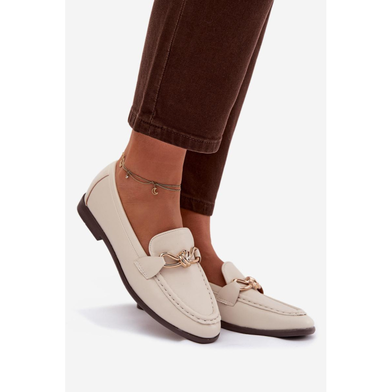 Dámske loafersy s ozdobným detailom svetlos béžové Rosynne - Béžová