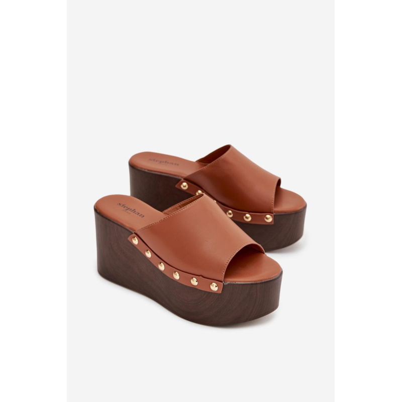 Dámske platformové šľapky s prackami Camel Mareline - Odtiene hnedej a béžovej
