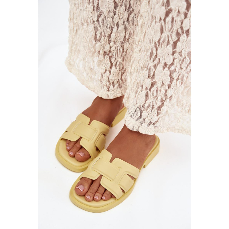 Dámske Papuče na Plochej Päti Žlté Lorania - Odtiene žltej a zlatej