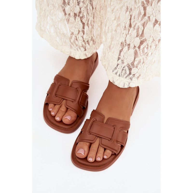 Dámske šľapky na plochom podpätku Camel Lorania - Odtiene hnedej a béžovej