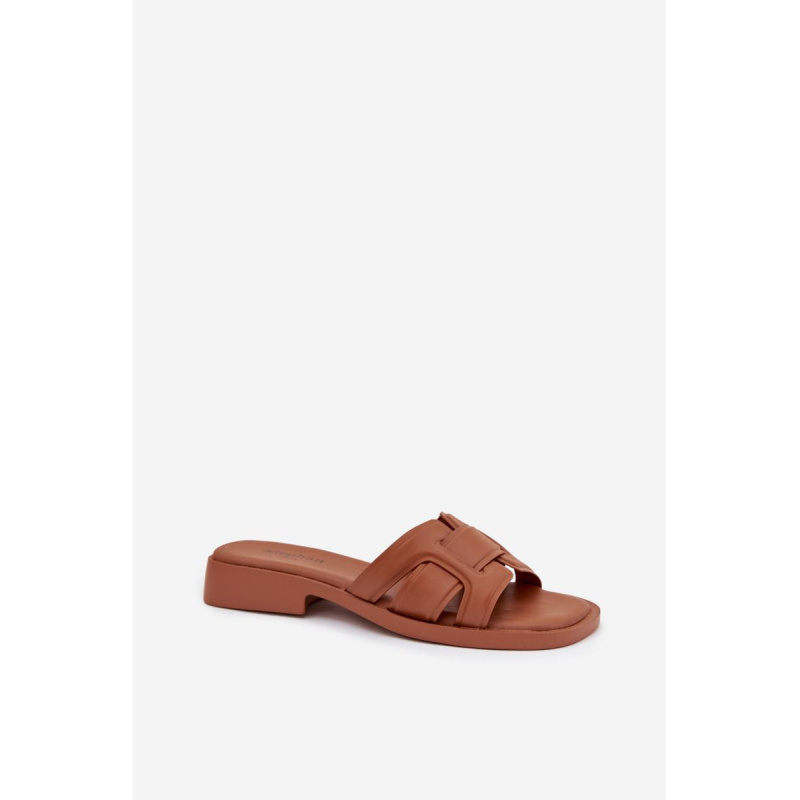 Dámske šľapky na plochom podpätku Camel Lorania - Odtiene hnedej a béžovej