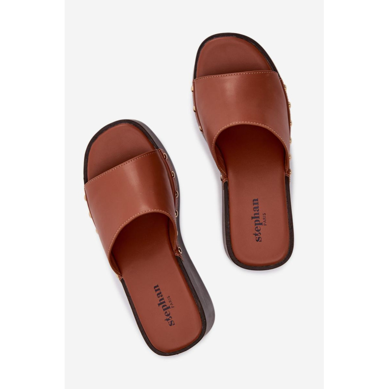 Dámske nazúvaky na platforme so zlatými sponami Camel Arionne - Odtiene hnedej a béžovej