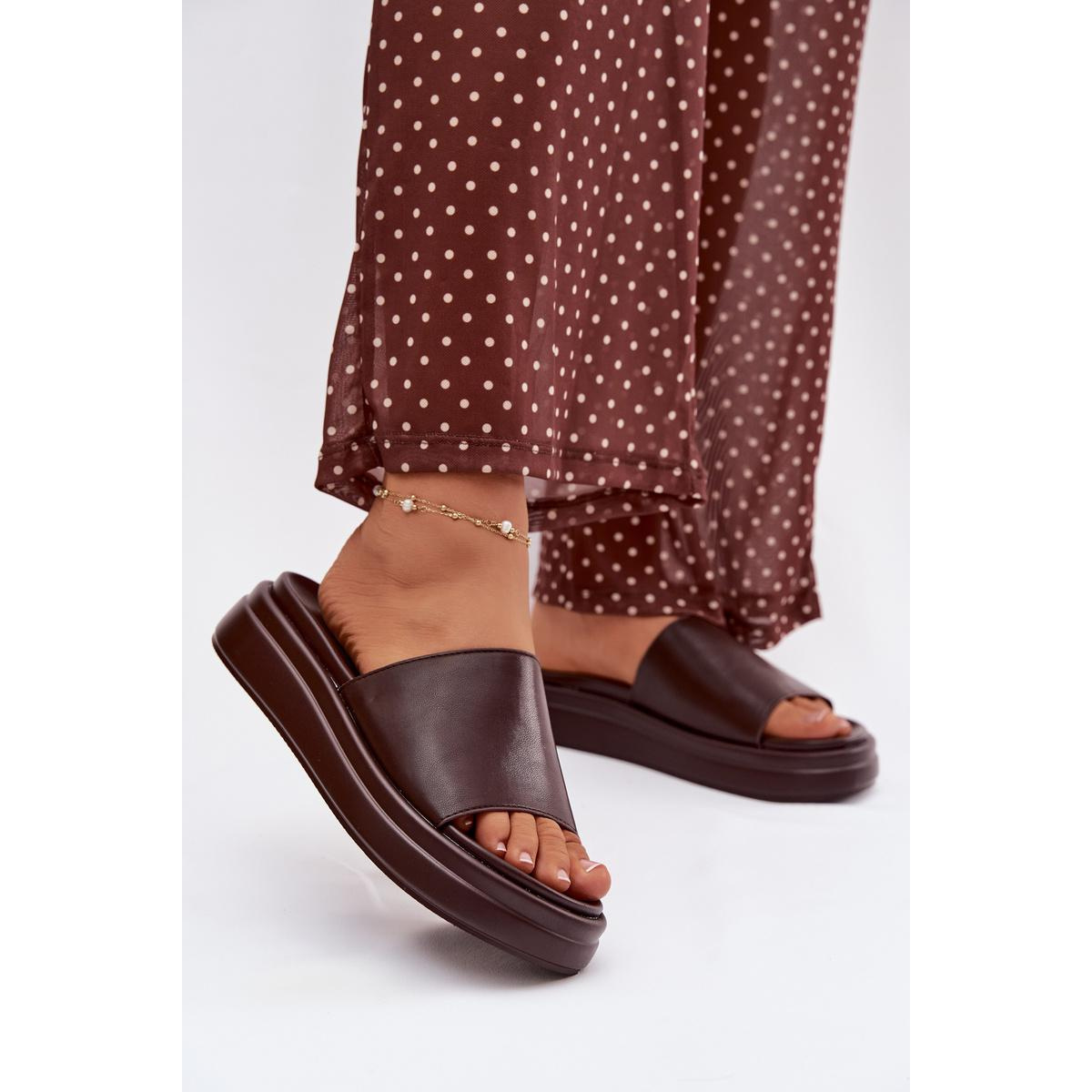 Dámske platformové papuče Tanelisse - Odtiene hnedej a béžovej