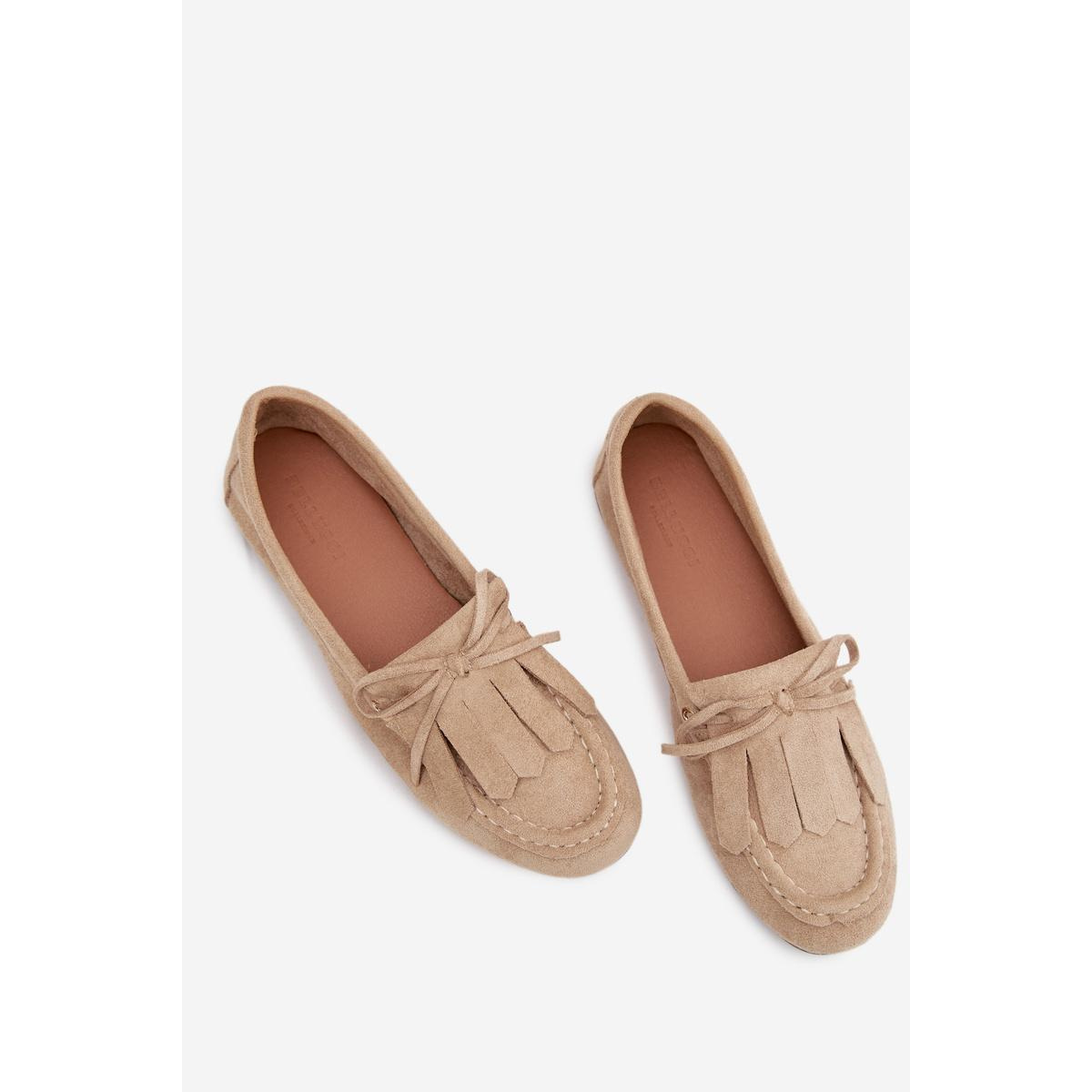 Dámske mokasíny s šnúrkami a strapcami Béžové Glorina - Béžová
