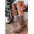 Dámske Ażurowe Čižmy Na Opätku Béžové Ferissa - Odtiene hnedej a béžovej
