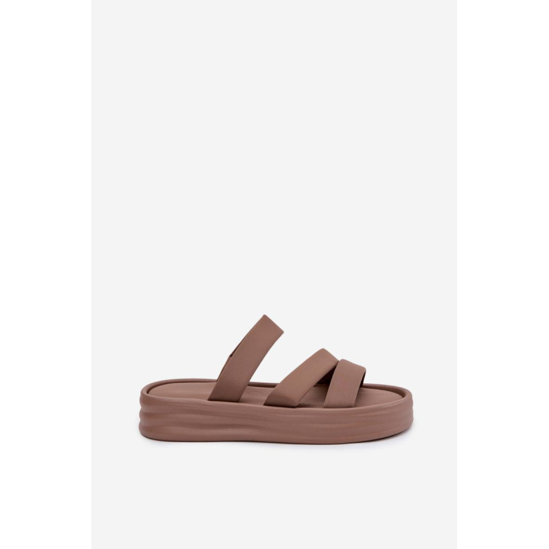 Materiálové dámske platformové sandále s remienkami Khaki Liorine - Béžová