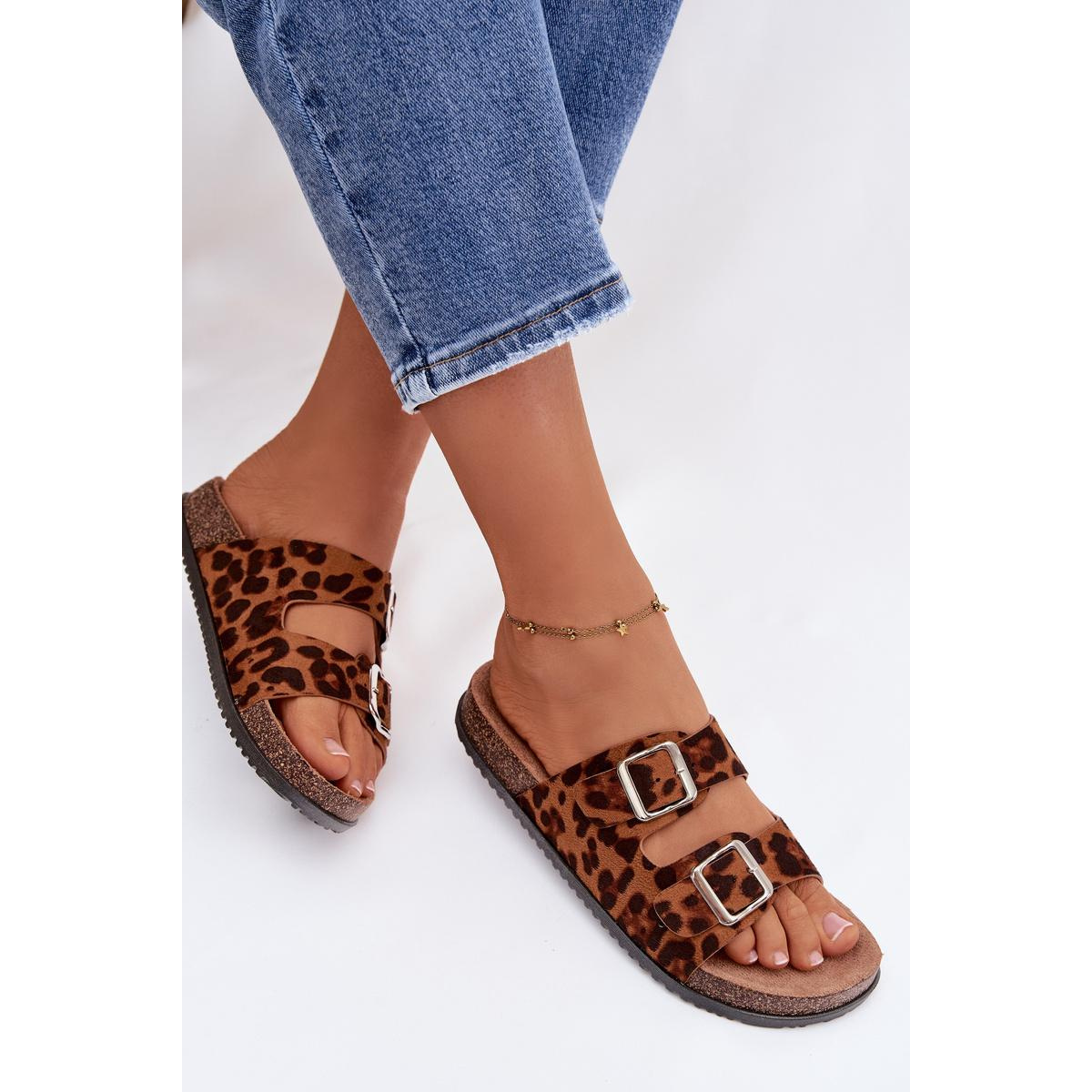 Dámske Papuče S Remienkami Leopard Oliena - Odtiene hnedej a béžovej