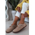 Kožené semišové poltopánky pre ženy Barefoot s remienkami Zazoo N1271 Béžové - Béžová