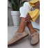 Kožené semišové poltopánky pre ženy Barefoot s remienkami Zazoo N1271 Béžové - Béžová