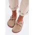 Kožené semišové poltopánky pre ženy Barefoot s remienkami Zazoo N1271 Béžové - Béžová