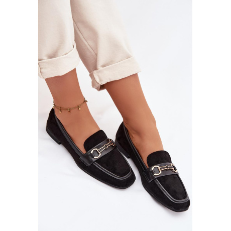 Dámske Loafers Mokasíny S Ozdobou Čierne Palerina - Čierna