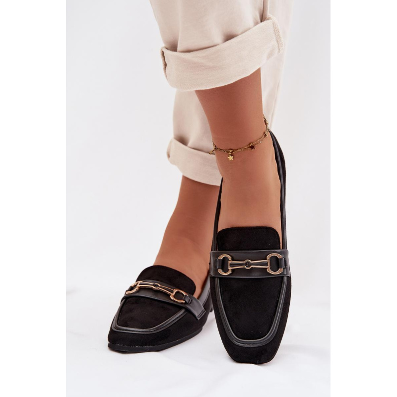 Dámske Loafers Mokasíny S Ozdobou Čierne Palerina - Čierna