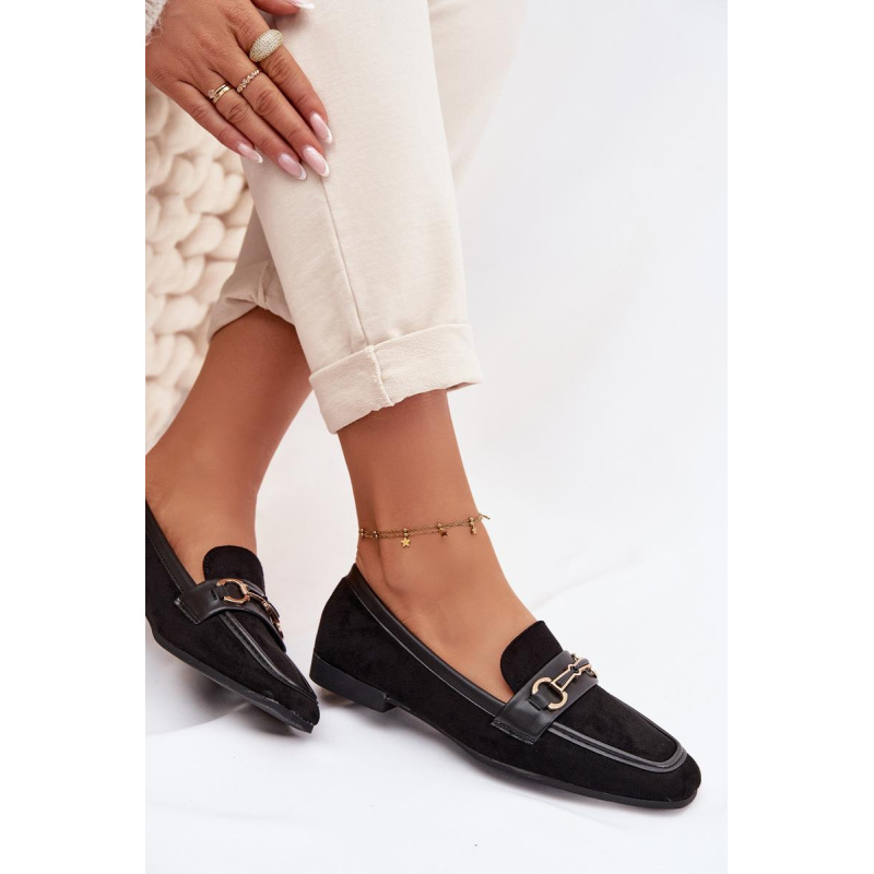 Dámske Loafers Mokasíny S Ozdobou Čierne Palerina - Čierna