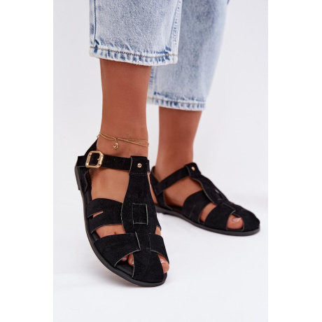 Dámske ploché čierne rímske sandále Belanessa - Čierna