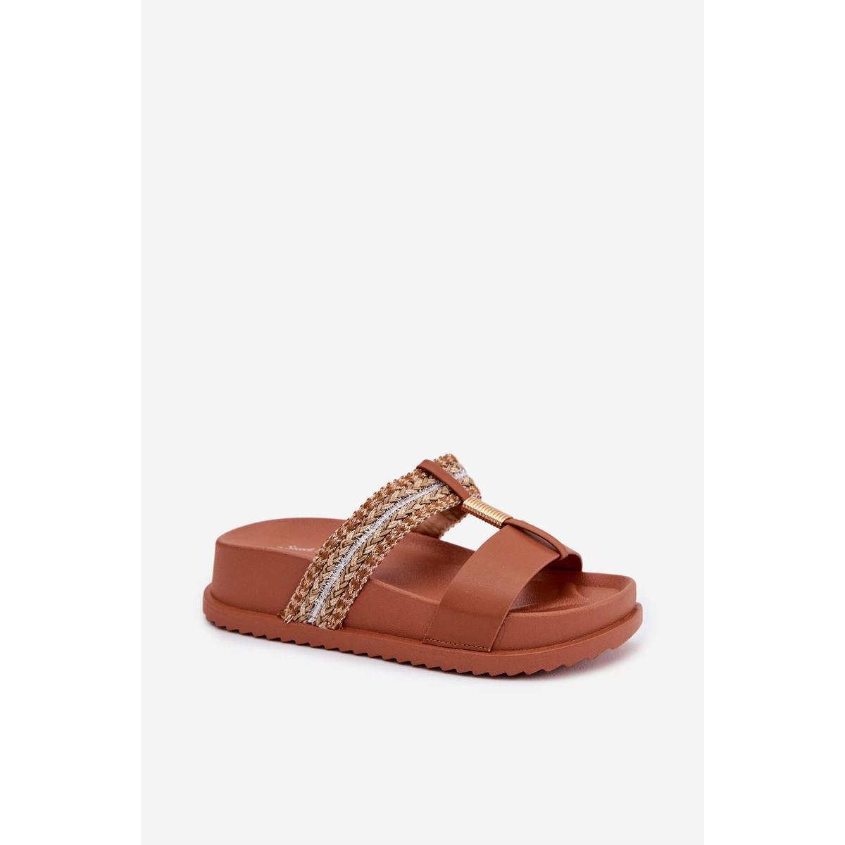 Dámske platformové sandále s pásikmi a zlatým detailom Camel Tahlia - Odtiene hnedej a béžovej