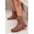 Dámske členkové topánky na nízkom podpätku s otvoreným vzorom S.Barski HY61-8025 Hnedé - Odtiene hnedej a béžovej