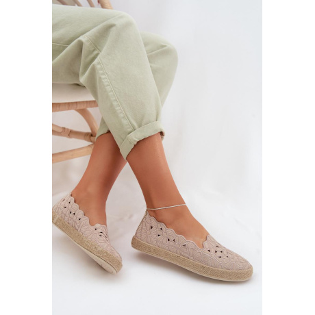 Dámske béžové espadrilky na platforme Naloenma - Béžová