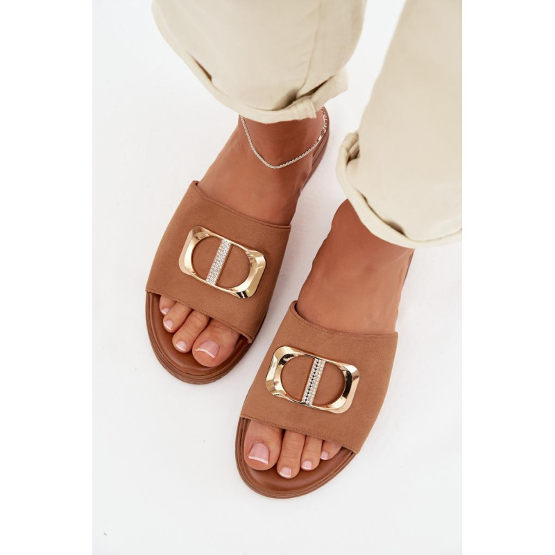Dámske Papuče S Zlatým Detajlom Camel Elmera - Odtiene hnedej a béžovej