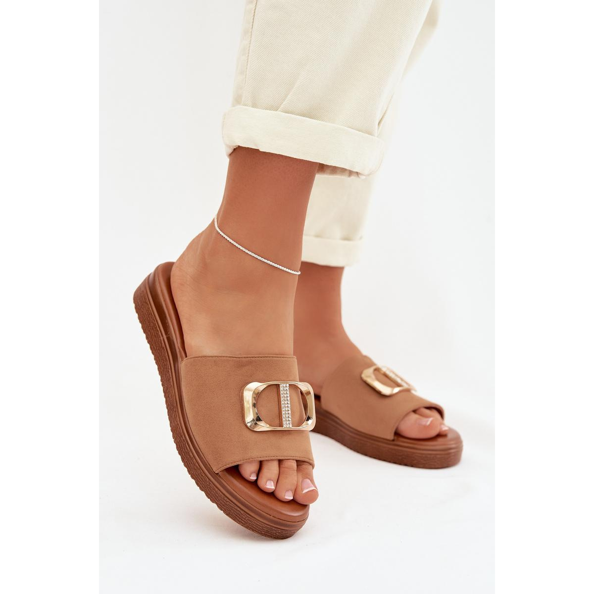 Dámske Papuče S Zlatým Detajlom Camel Elmera - Odtiene hnedej a béžovej