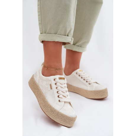Dámske Espadrilles Tenisky Na Platforme Big Star TT274346 Ecru - Biela