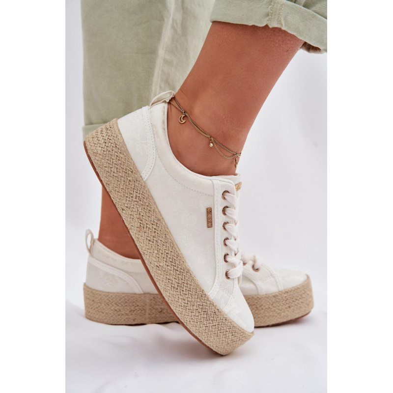 Dámske Espadrilles Tenisky Na Platforme Big Star TT274346 Ecru - Biela
