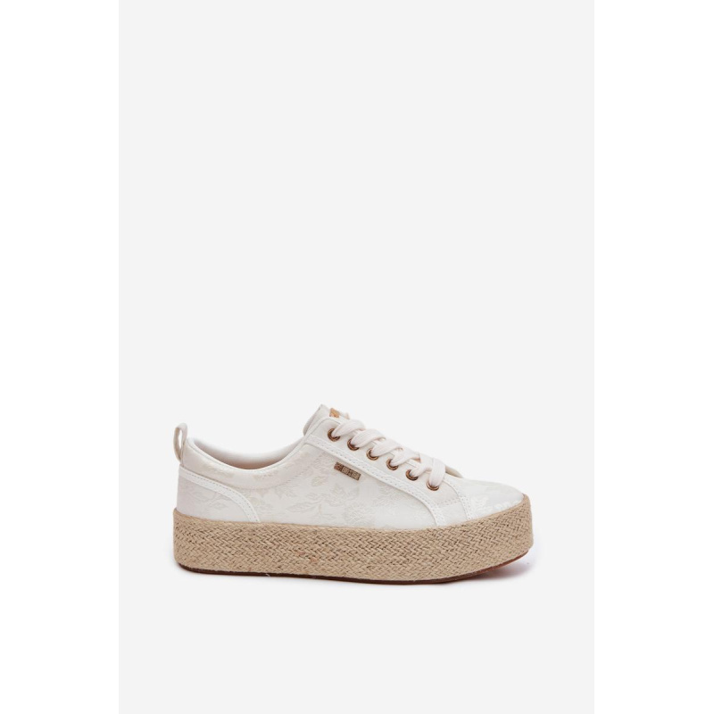 Dámske Espadrilles Tenisky Na Platforme Big Star TT274346 Ecru - Biela