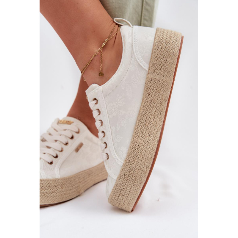 Dámske Espadrilles Tenisky Na Platforme Big Star TT274346 Ecru - Biela