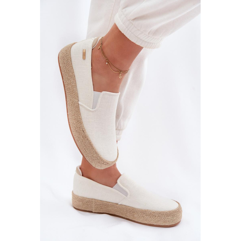 Dámske espadrilly na platforme Big Star TT274090 Ecru - Biela