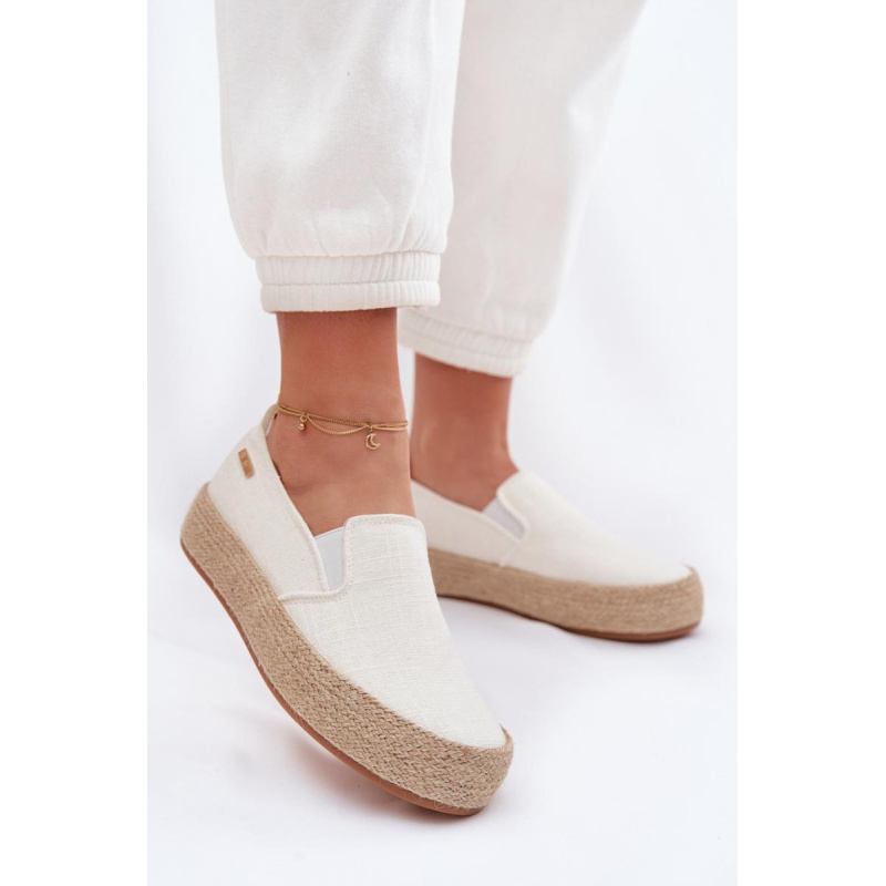 Dámske espadrilly na platforme Big Star TT274090 Ecru - Biela