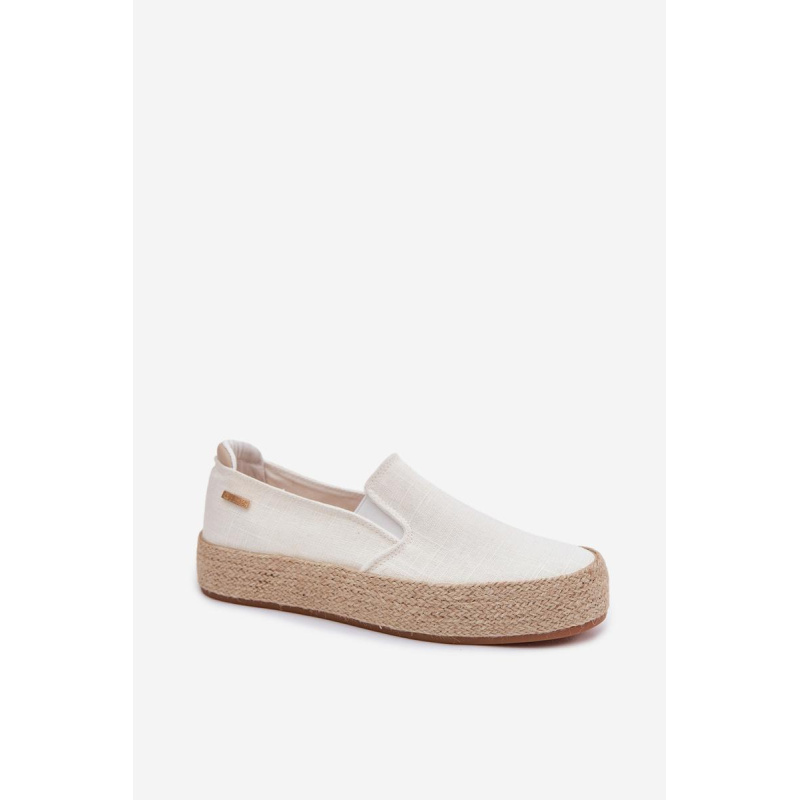 Dámske espadrilly na platforme Big Star TT274090 Ecru - Biela