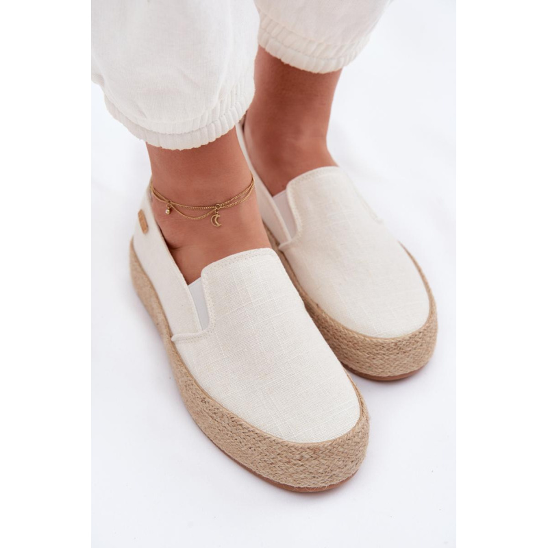 Dámske espadrilly na platforme Big Star TT274090 Ecru - Biela