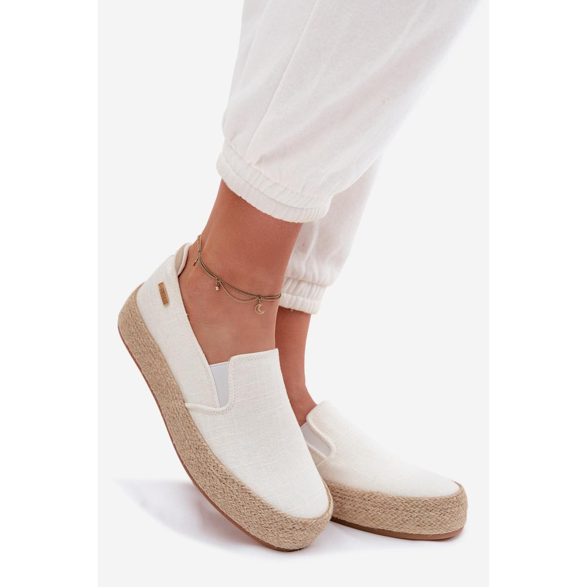 Dámske espadrilly na platforme Big Star TT274090 Ecru - Biela