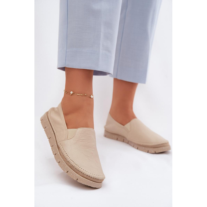 Dámske Slip-on Kožené Topánky Maciejka 03512-04 Béžové - Béžová