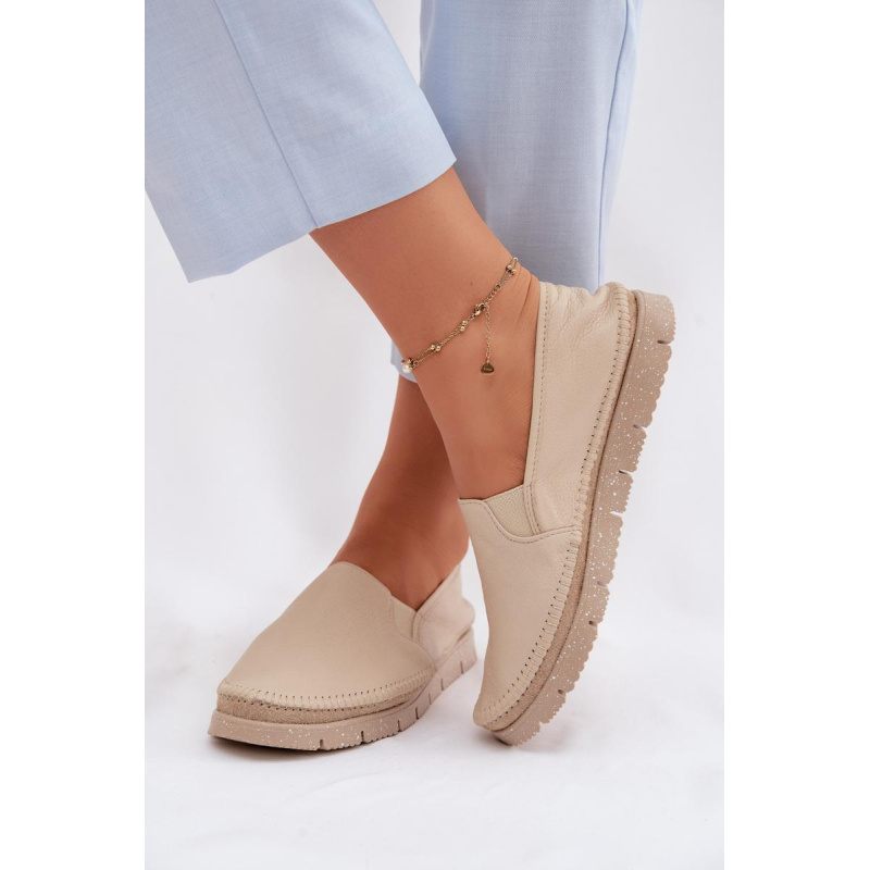 Dámske Slip-on Kožené Topánky Maciejka 03512-04 Béžové - Béžová