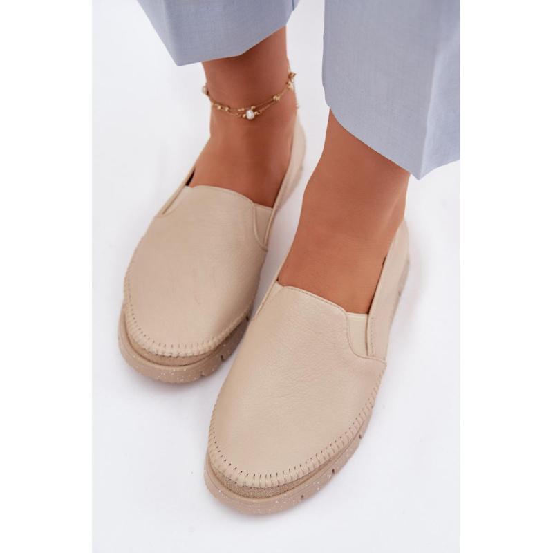 Dámske Slip-on Kožené Topánky Maciejka 03512-04 Béžové - Béžová