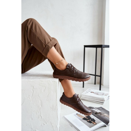 Kožené dámske mokasiny Barefoot Zazoo 10189 Čokoládové - Odtiene hnedej a béžovej