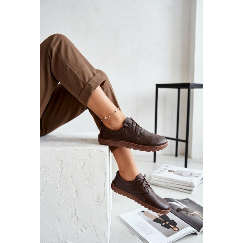 Kožené dámske mokasiny Barefoot Zazoo 10189 Čokoládové - Odtiene hnedej a béžovej