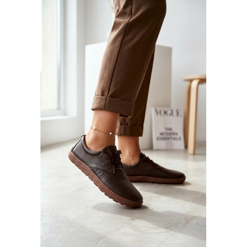 Kožené dámske mokasiny Barefoot Zazoo 10189 Čokoládové - Odtiene hnedej a béžovej