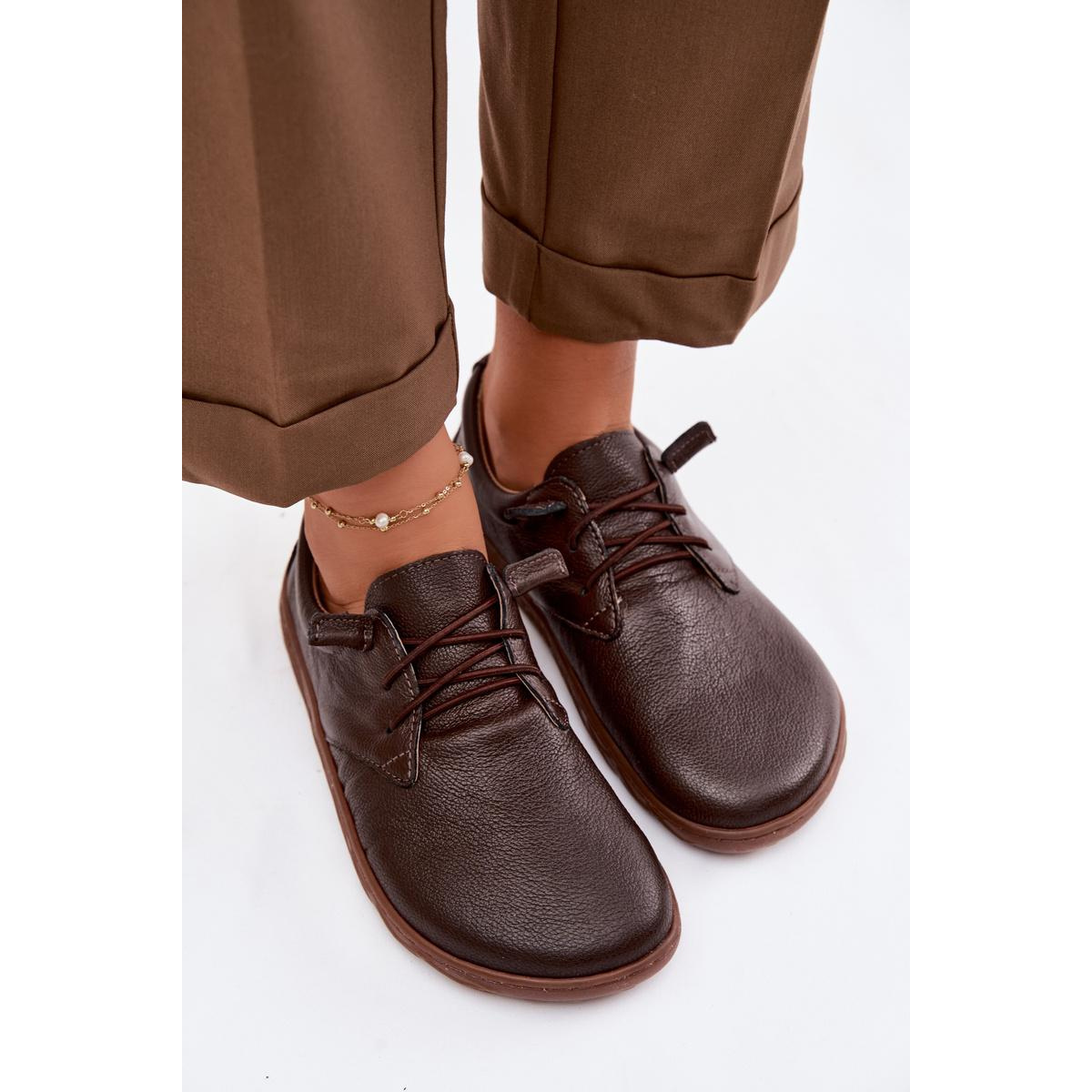 Kožené dámske mokasiny Barefoot Zazoo 10189 Čokoládové - Odtiene hnedej a béžovej
