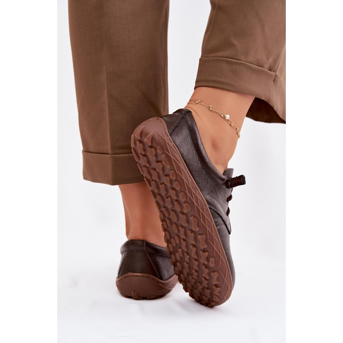 Kožené dámske mokasiny Barefoot Zazoo 10189 Čokoládové - Odtiene hnedej a béžovej