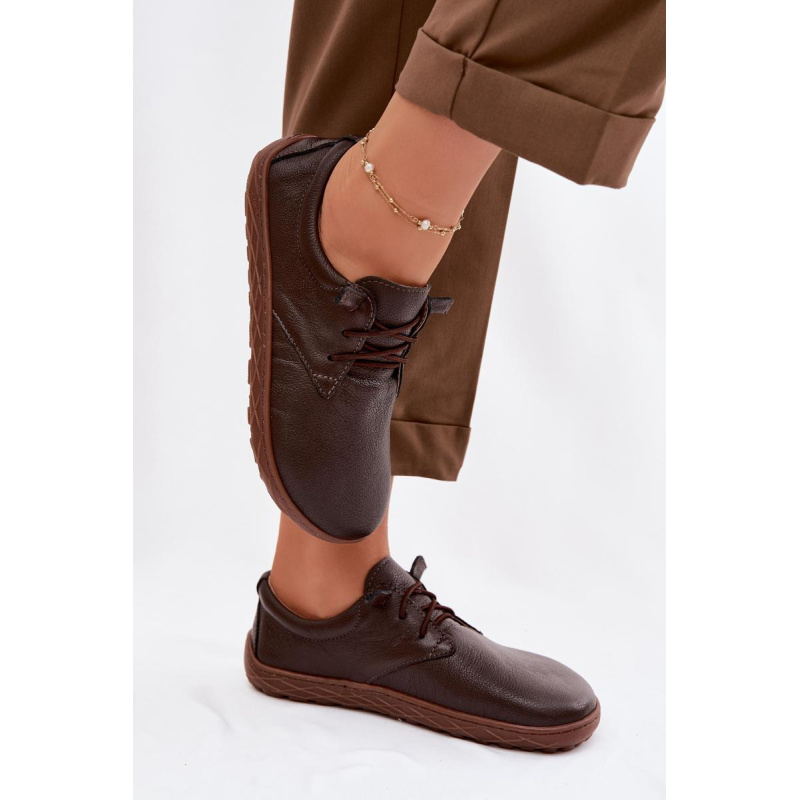 Kožené dámske mokasiny Barefoot Zazoo 10189 Čokoládové - Odtiene hnedej a béžovej