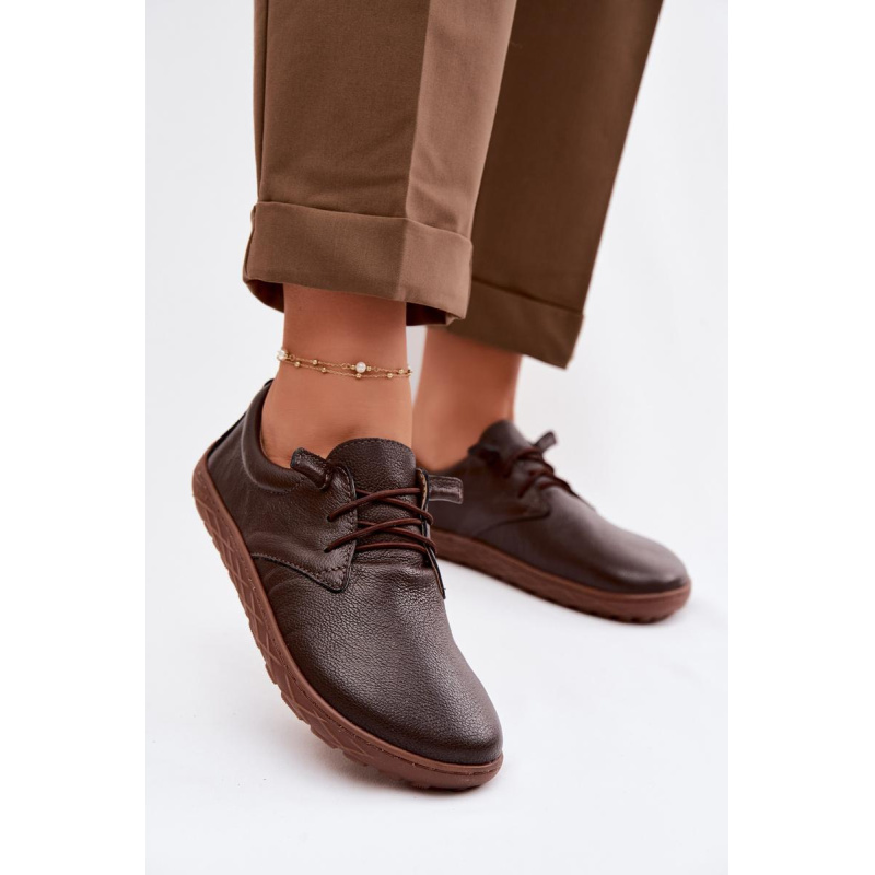 Kožené dámske mokasiny Barefoot Zazoo 10189 Čokoládové - Odtiene hnedej a béžovej