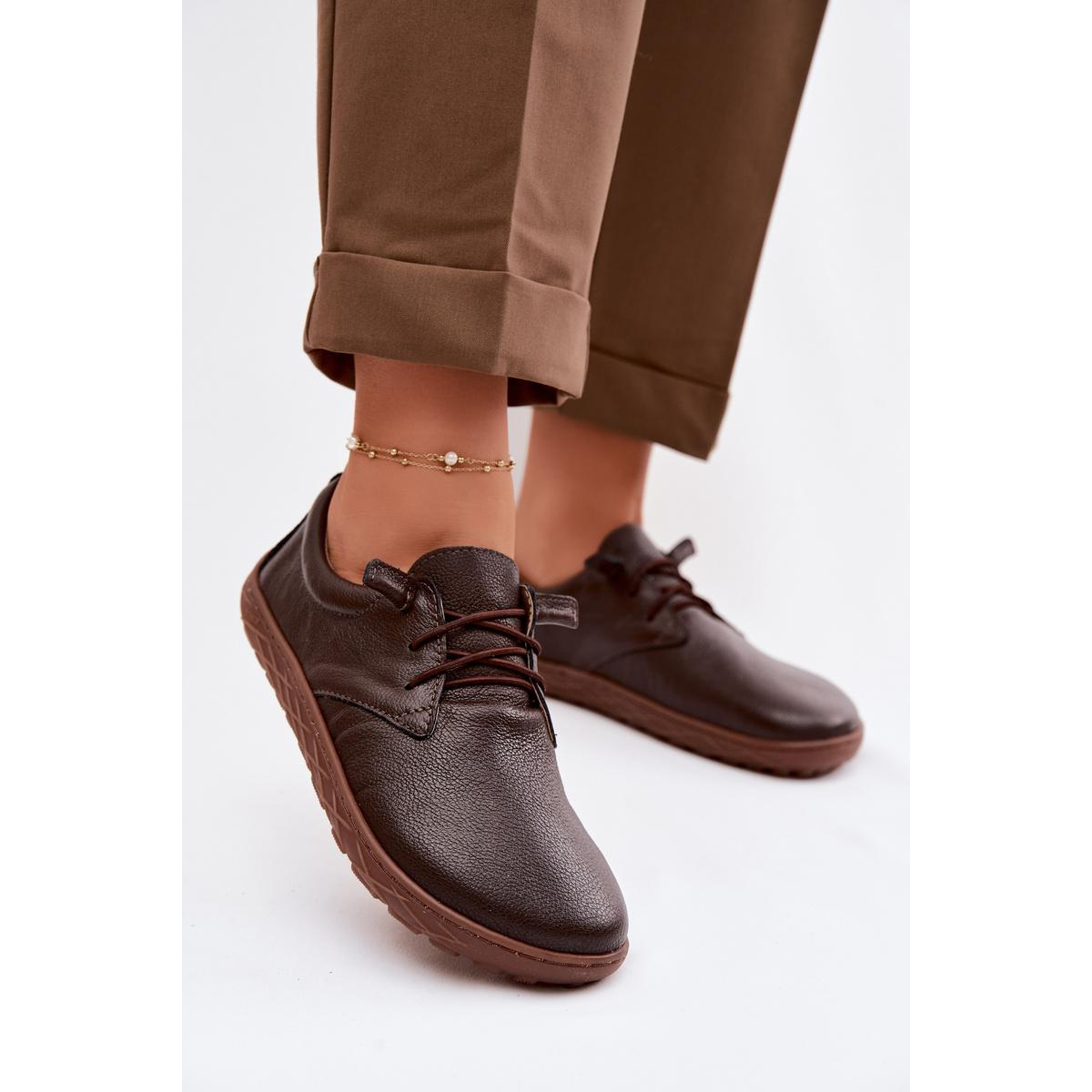 Kožené dámske mokasiny Barefoot Zazoo 10189 Čokoládové - Odtiene hnedej a béžovej